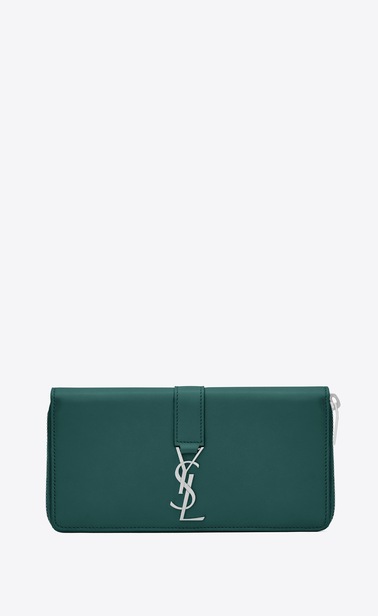 YSL ジップウォレット(ラージ/ダークターコイズ/レザー)